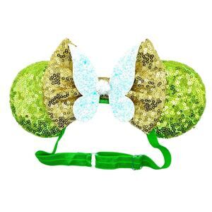 Peter Pan’s Tinker Bell Glitter Sequin Minnie Mouse Ears - Elastic Headband